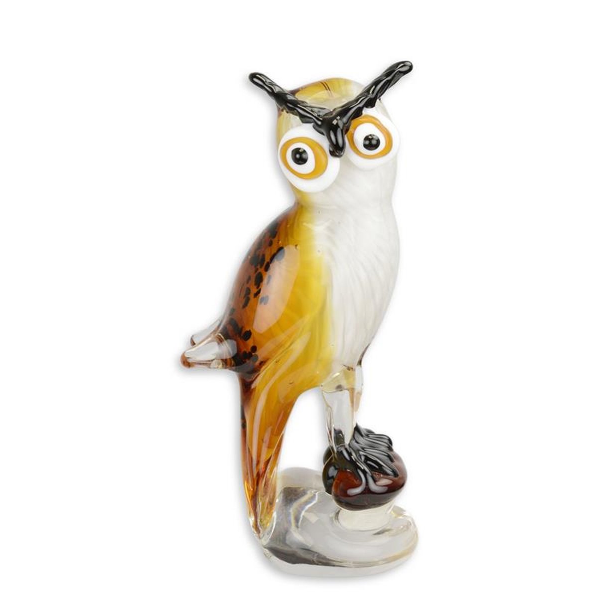 A MURANO STYLE GLASS FIGURINE OF AN OWL