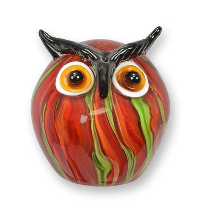 A MURANO STYLE GLASS FIGURINE OF AN OWL
