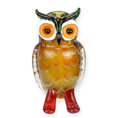 A MURANO STYLE GLASS FIGURINE OF AN OWL