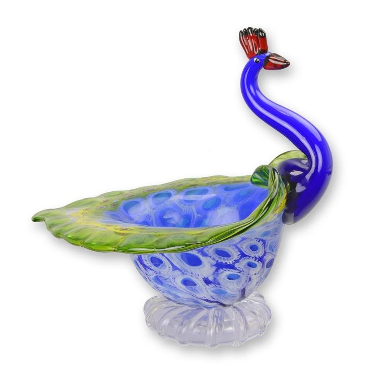 A Murano Style Glass Peacock Bowl