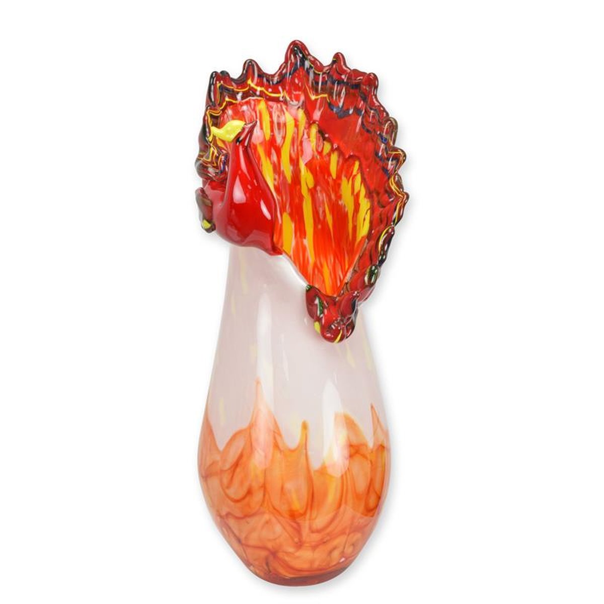 A MURANO STYLE GLASS PEACOCK VASE