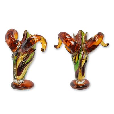 A MURANO STYLE GLASS RAM HEAD VASE