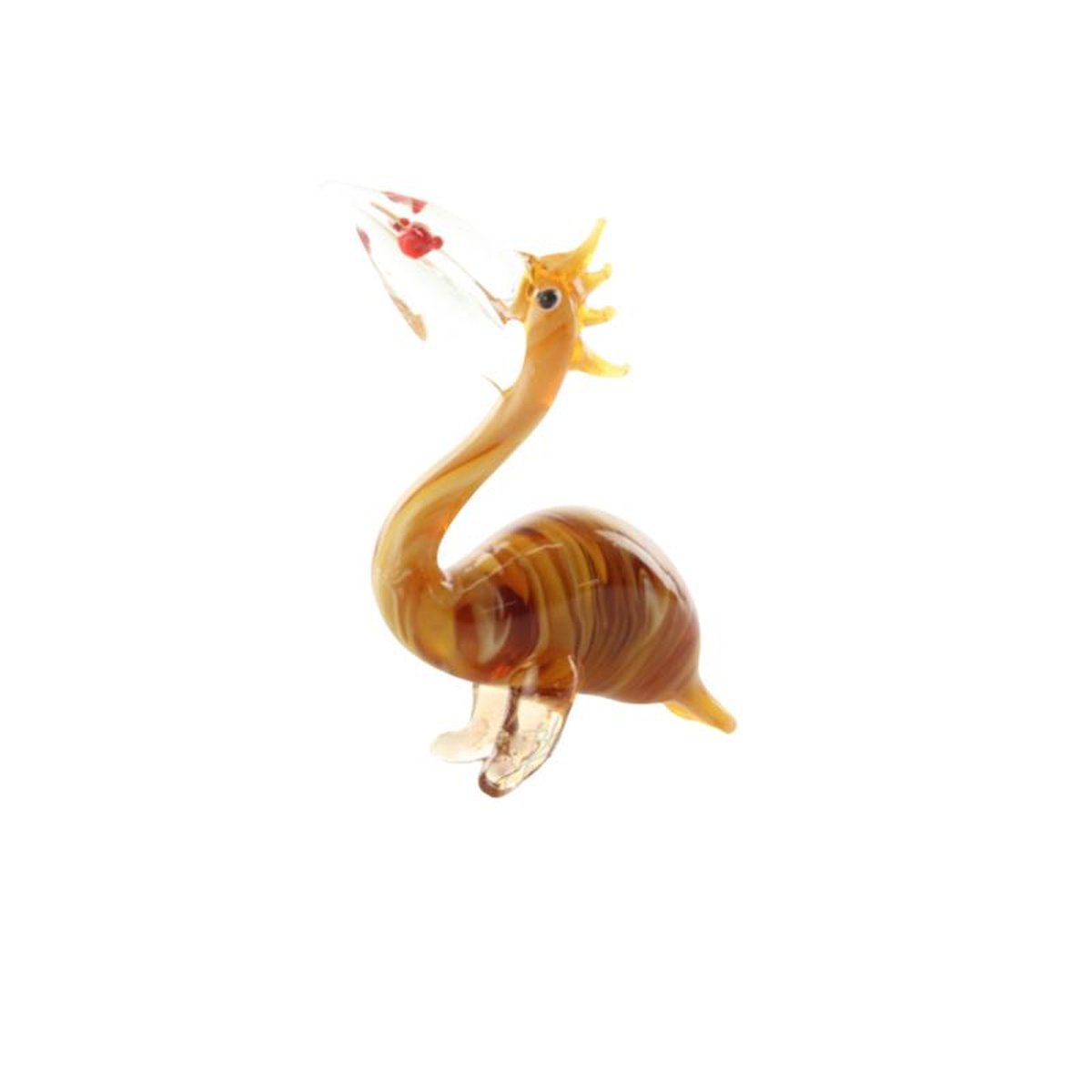 A MURANO STYLE MINIATURE GLASS FIGURINE OF A PELICAN