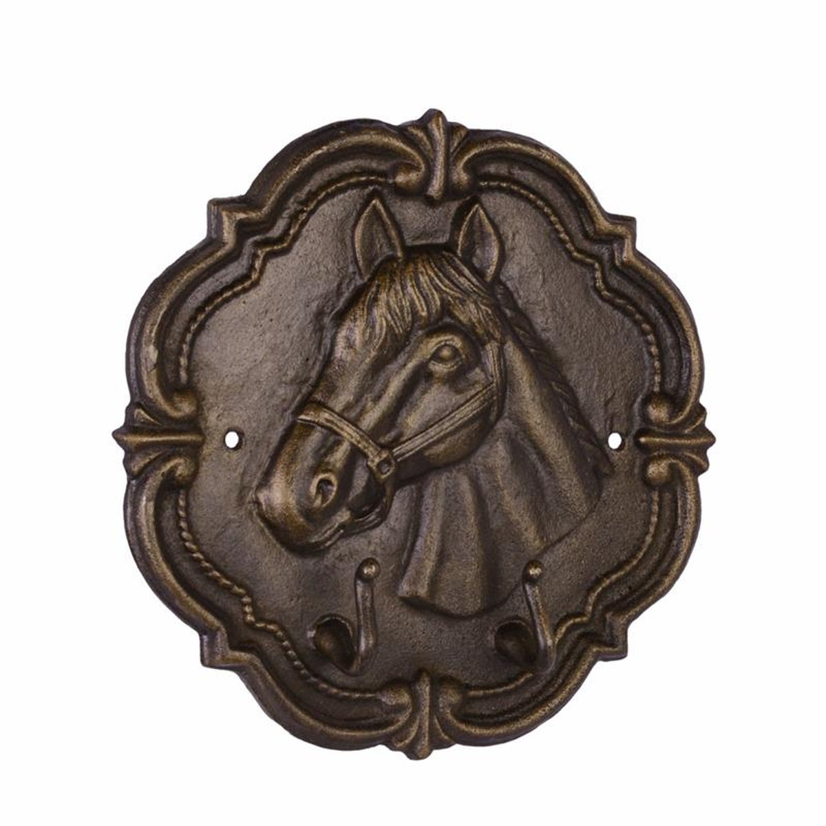 A PAIR CAST IRON WALL PLAQUE WITH HOOKS