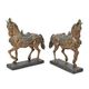 A PAIR OF 2 BRONZE CAROUSEL HORSES