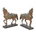 A PAIR OF 2 BRONZE CAROUSEL HORSES