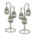 A PAIR OF 3 HANGING LANTERNS ON STAND