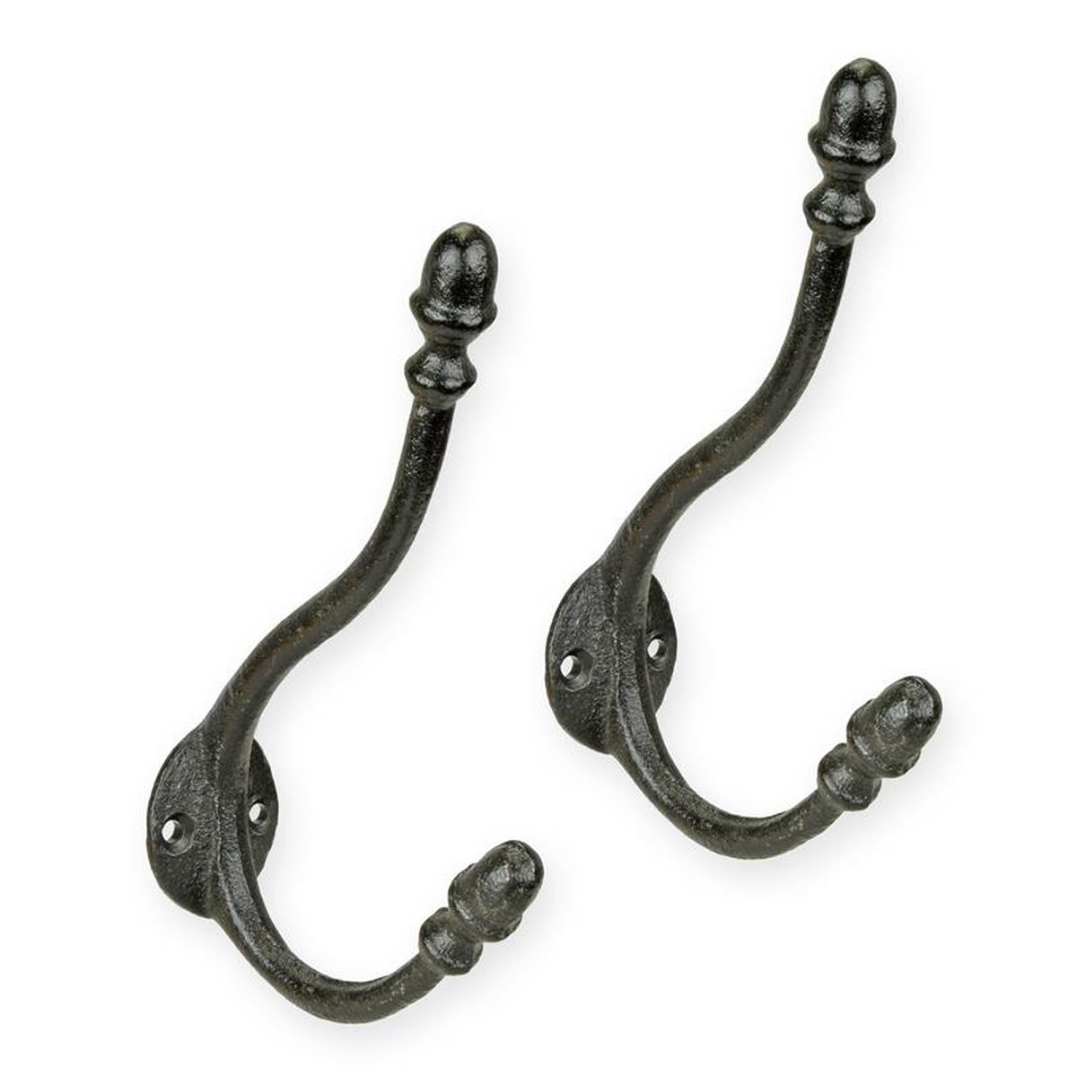 A PAIR OF 4 CAST IRON WALL HOOKS