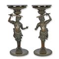 A PAIR OF BRONZE GUÉRIDON WITH MARBLE TOP