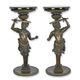 A PAIR OF BRONZE GUÉRIDON WITH MARBLE TOP