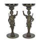 A PAIR OF BRONZE GUÉRIDON WITH MARBLE TOP