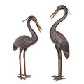 A PAIR OF BRONZE HERON FOUNTAINS