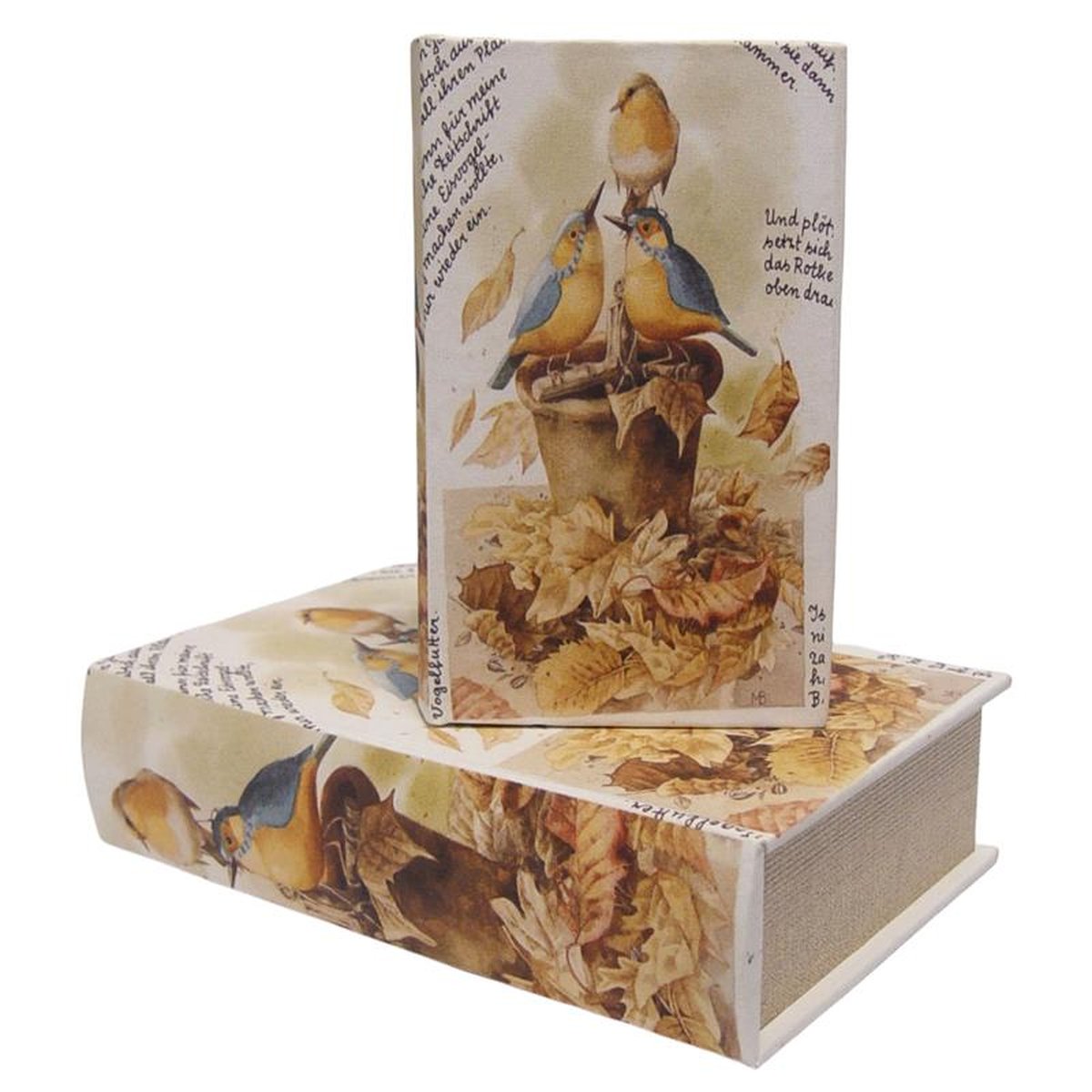 A PAIR OF CANVAS BOOK BOXES