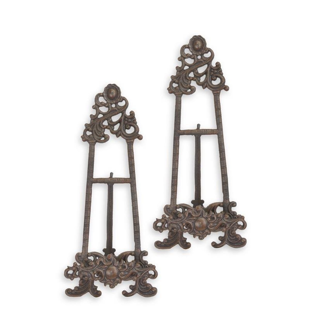 A PAIR OF CAST IRON BOOK-STANDS