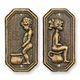 A PAIR OF CAST IRON BOY AND GIRL TOILET PLAQUES -BRONZE LOOK