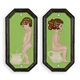 A PAIR OF CAST IRON BOY AND GIRL TOILET PLAQUES - GREEN