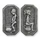 A PAIR OF CAST IRON BOY AND GIRL TOILET PLAQUES - OLD SILVER