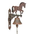 A PAIR OF CAST IRON BROWN HORSE BELLS