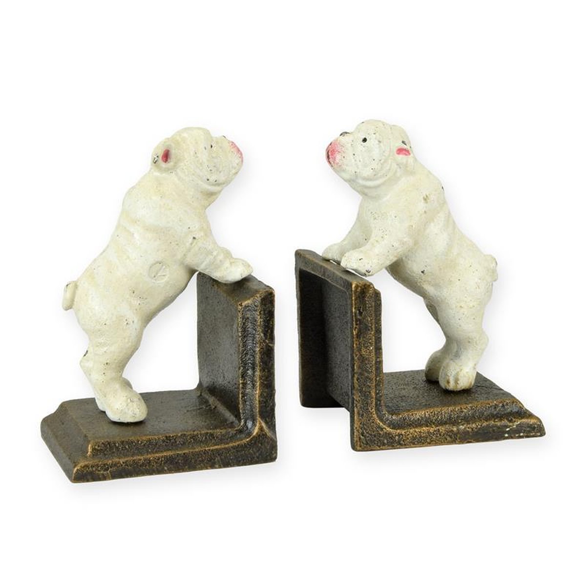 A PAIR OF CAST IRON BULLDOG BOOKENDS