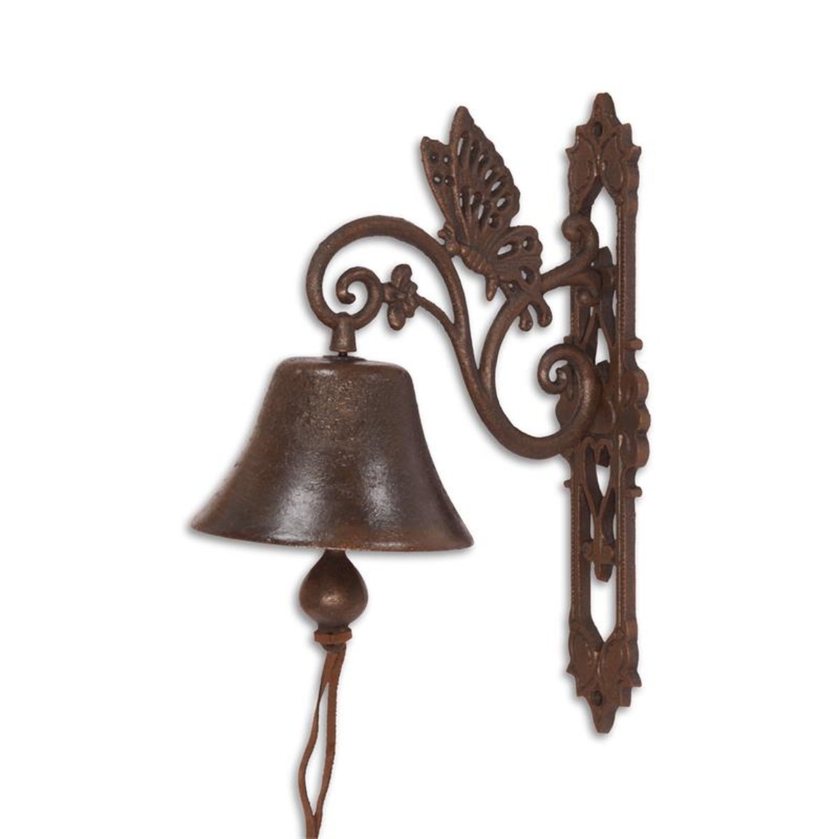 A PAIR OF CAST IRON BUTTERFLY BELLS