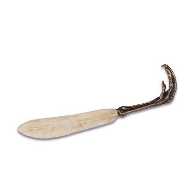 A PAIR OF CAST IRON CLAW AND FEATHER" LETTER OPENERS"