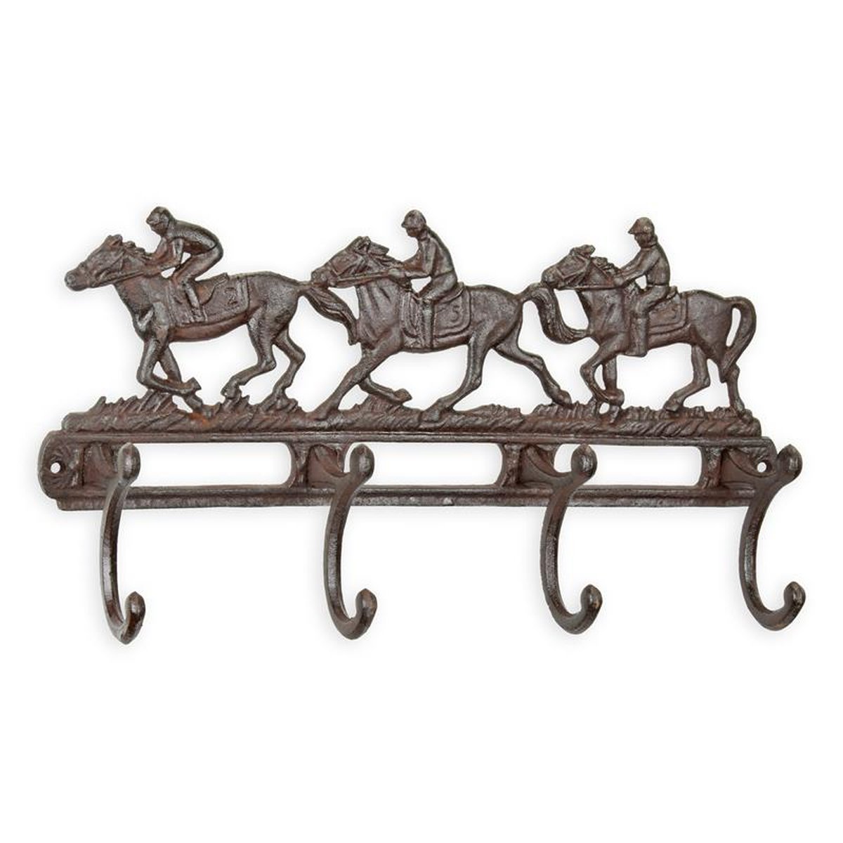 A PAIR OF CAST IRON COAT HOOKS