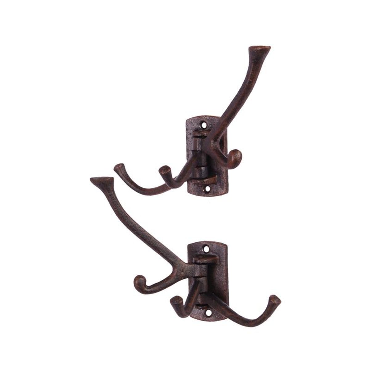 A PAIR OF CAST IRON COAT HOOKS