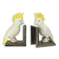 A PAIR OF CAST IRON COCKATOO BOOKENDS