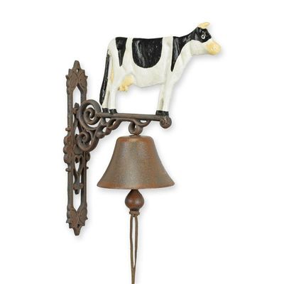 A PAIR OF CAST IRON COW BELLS