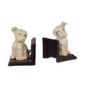 A PAIR OF CAST IRON DOG BOOKENDS