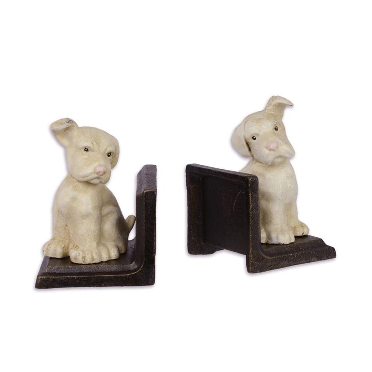 A PAIR OF CAST IRON DOG BOOKENDS