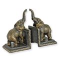 A PAIR OF CAST IRON ELEPHANT BOOKENDS