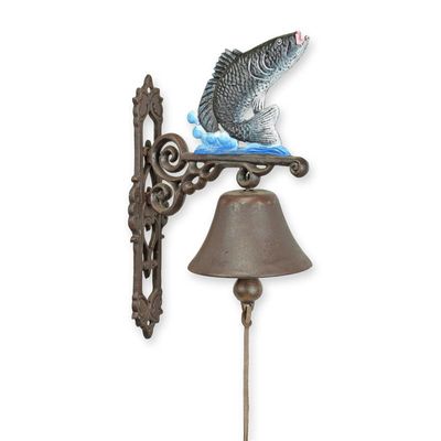 A PAIR OF CAST IRON FISH BELLS