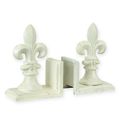 A PAIR OF CAST IRON FLEUR DE LIS BOOKENDS