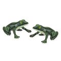 A PAIR OF CAST IRON FROG FIGURINES