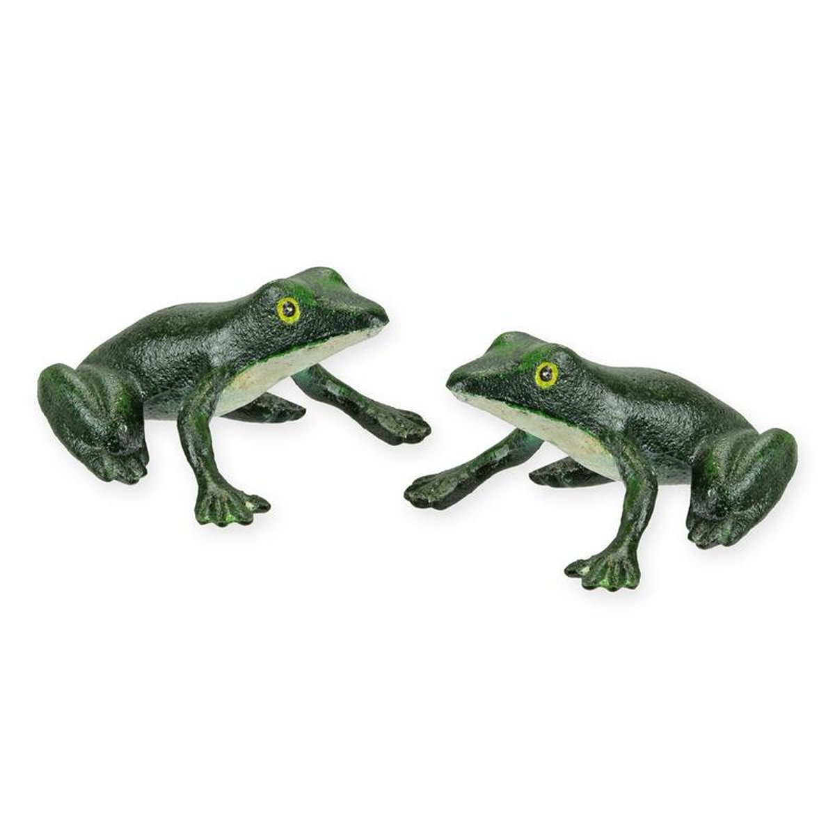 A PAIR OF CAST IRON FROG FIGURINES