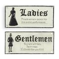 A PAIR OF CAST IRON GENTLEMEN AND LADIES" TOILET SIGNS"