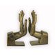 A PAIR OF CAST IRON HAND SHAPED BOOKENDS