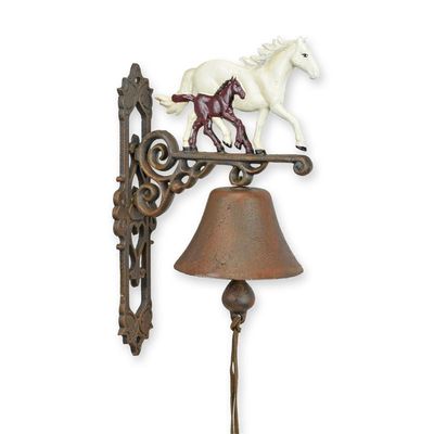 A PAIR OF CAST IRON HORSE AND COLT BELLS