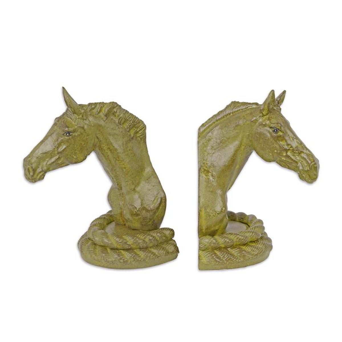 A PAIR OF CAST IRON HORSE HEAD BOOKENDS