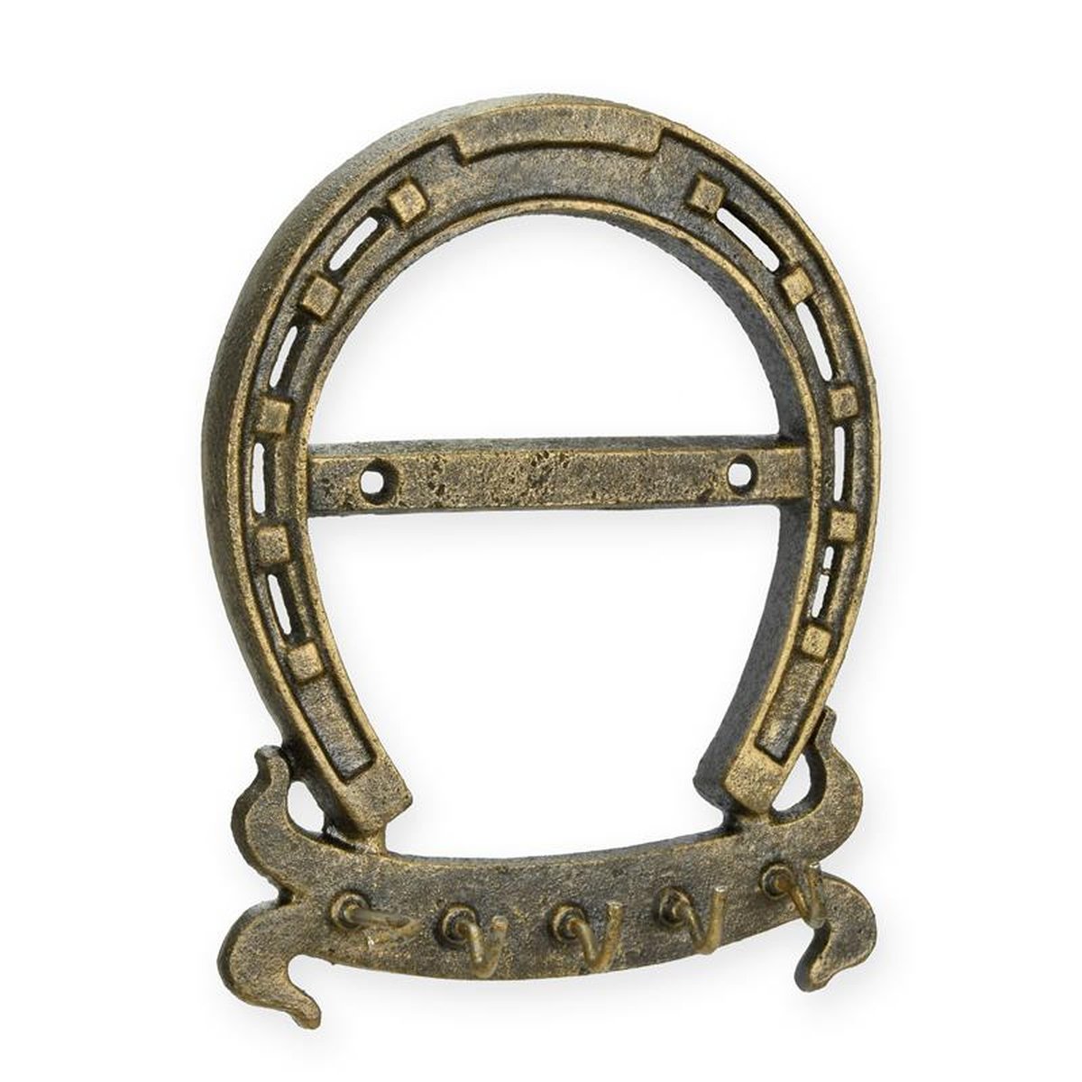 A PAIR OF CAST IRON HORSE-SHOE KEY HANGERS
