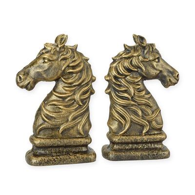 A PAIR OF CAST IRON HORSEHEAD BOOKENDS