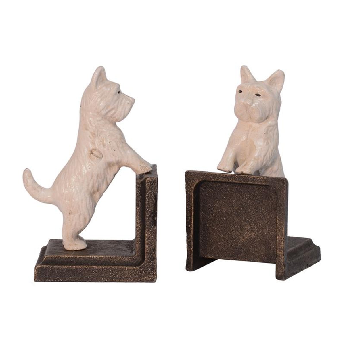 A PAIR OF CAST IRON MALTESE BOOKENDS