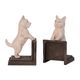 A PAIR OF CAST IRON MALTESE BOOKENDS
