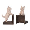 A PAIR OF CAST IRON MALTESE BOOKENDS
