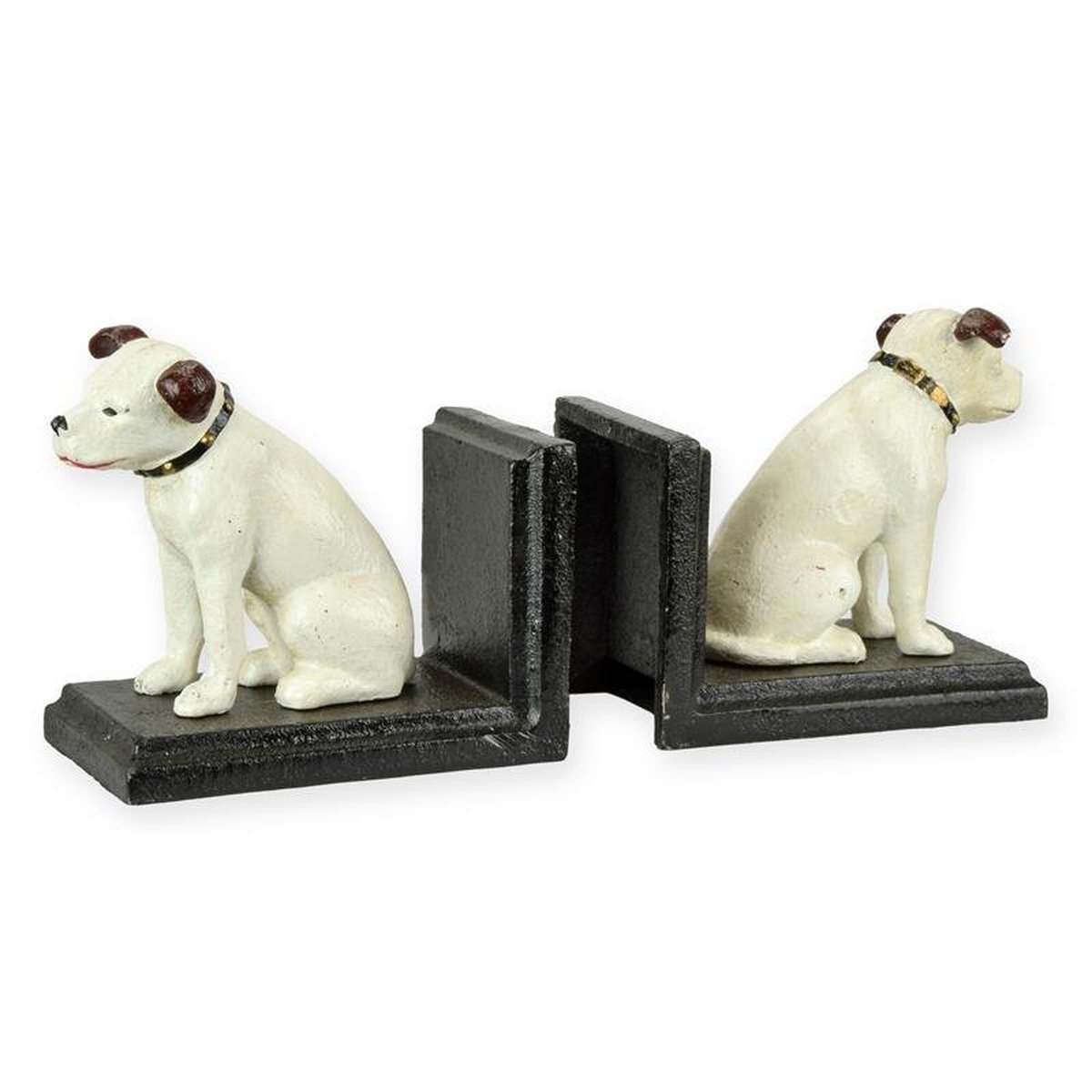 A Pair of Cast Iron Nipper Dog Bookends, Black Base