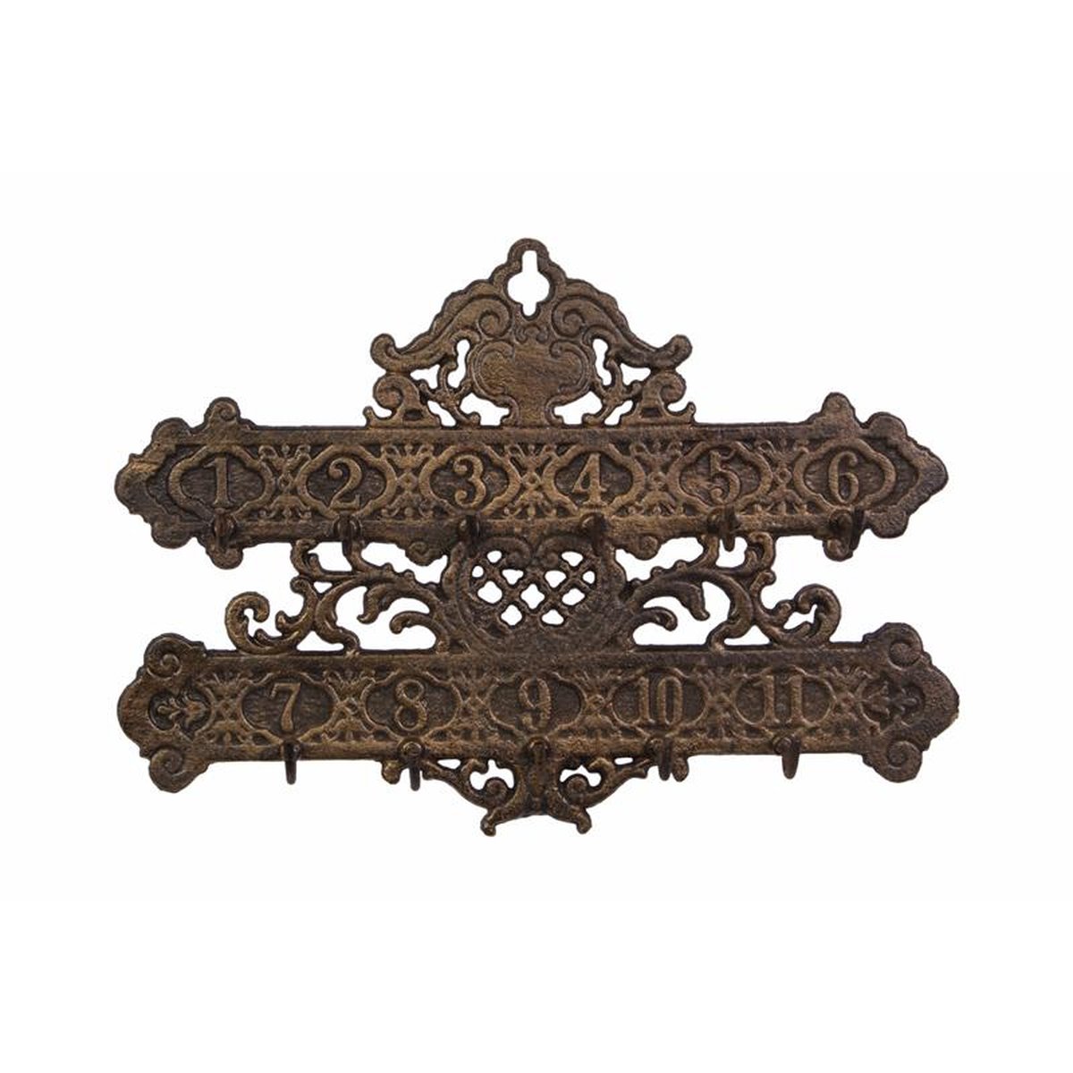 A PAIR OF CAST IRON NUMERAL KEY HANGERS