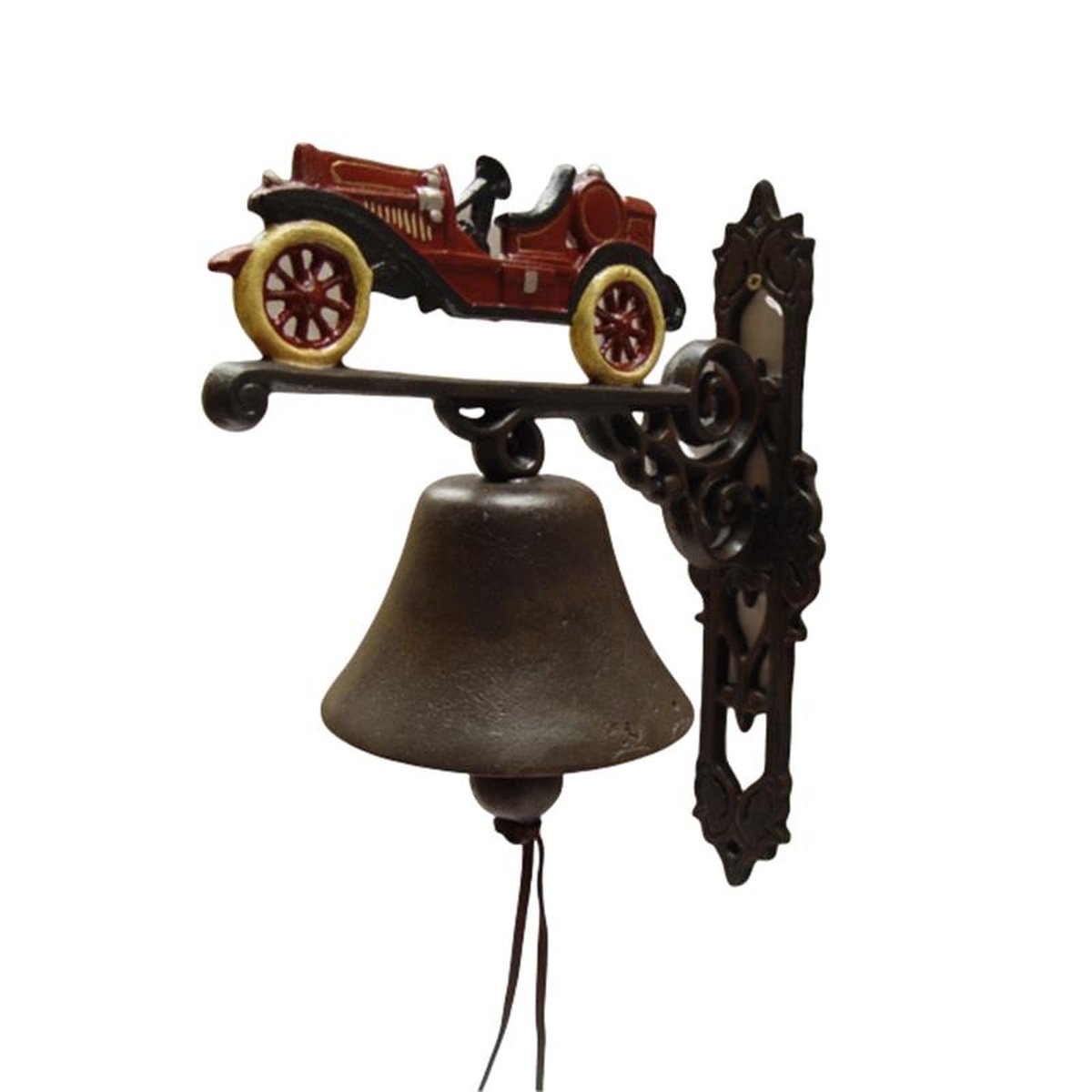 A PAIR OF CAST IRON OLDTIMER BELLS - RED