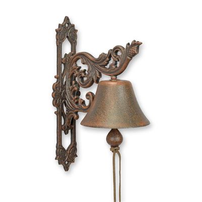 A PAIR OF CAST IRON ORNAMENTAL BELLS
