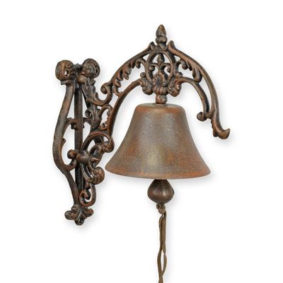 A PAIR OF CAST IRON ORNAMENTAL BELLS